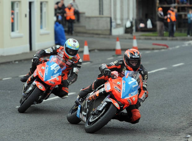 Isle of Man TT racers Ryan Farquhar and Jamie Hamilton in action at the Armoy Road Races (Stephen Davison/Pacemaker Press International)